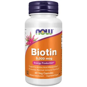Biotina, 5.000 mcg, 60 Cápsulas Vegetais, Now Foods