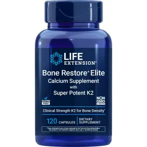 Bone Restore Elite, Suplemento de Cálcio com K2 Superpotente, 120 Cápsulas, Life Extension