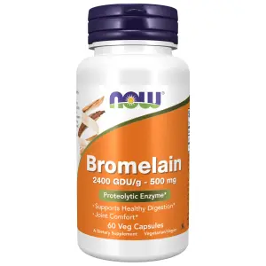 Bromelina, 500 mg, 2.400 GDU/g, 60 Cápsulas Vegetais, Now Foods