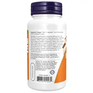 Bromelina, 500 mg, 2.400 GDU/g, 60 Cápsulas Vegetais, Now Foods