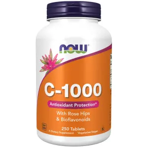 C-1000 com Rosa Mosqueta, Vitamina C, 250 Comprimidos, Now Foods