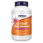 C-1000 Zinc Immune, Vitamina C com Zinco, 180 Cápsulas Vegetais, Now Foods