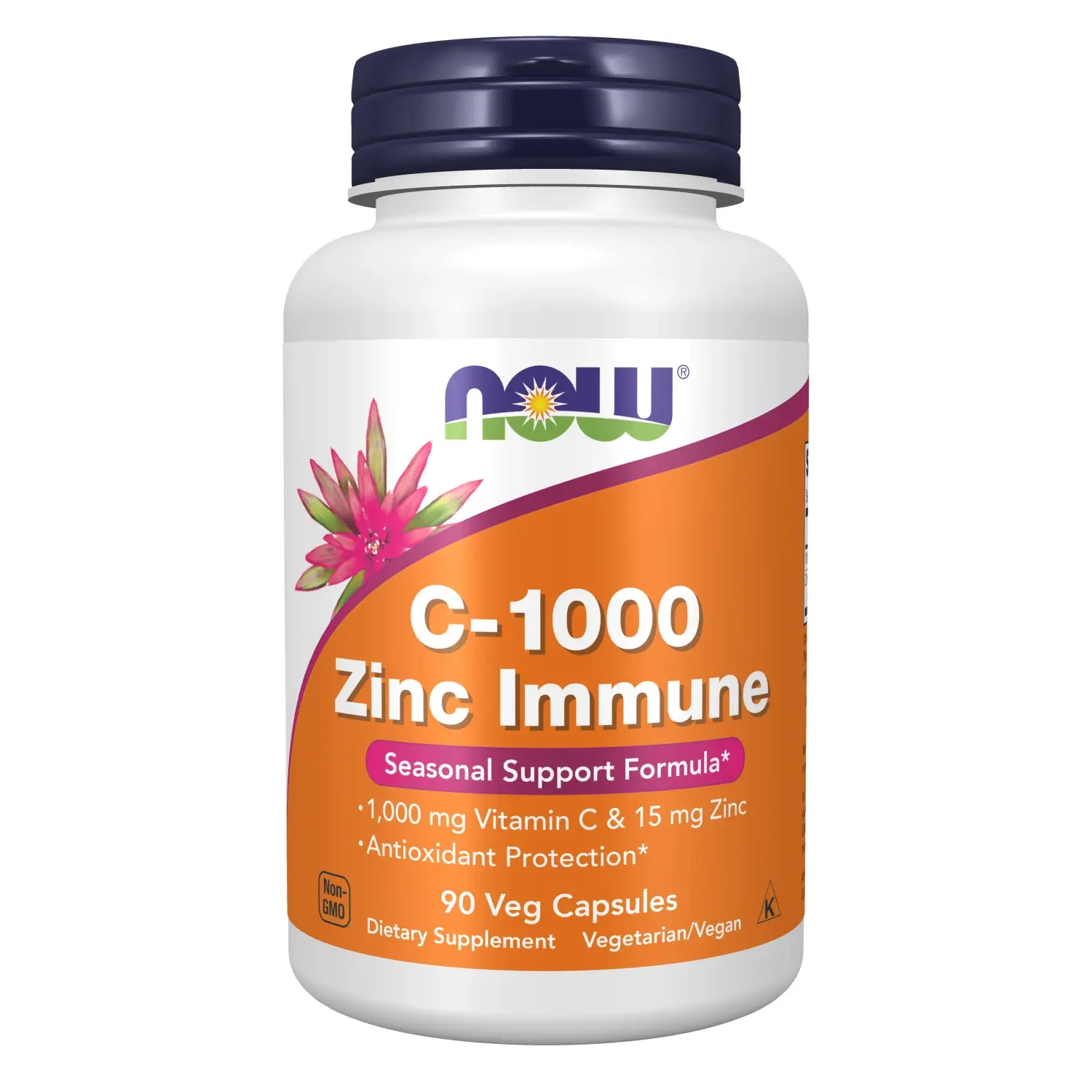 C-1000 Zinc Immune, Vitamina C, 1.000 mg, 90 Cápsulas Vegetais, Now Foods