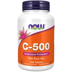C-500 com Rosa-mosqueta, Vitamina C, 250 Comprimidos, Now Foods
