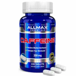 Cafeína, 200 mg, 100 Comprimidos, Essentials, ALLMAX, ALLMAX Nutrition