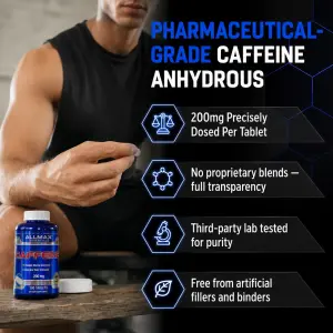Cafeína, 200 mg, 100 Comprimidos, Essentials, ALLMAX, ALLMAX Nutrition