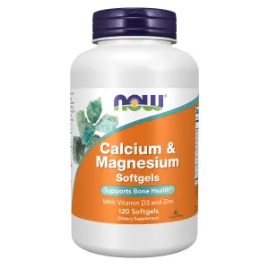 Cálcio e Magnésio com Vitamina D3 e Zinco, 120 Cápsulas Softgel, Now Foods