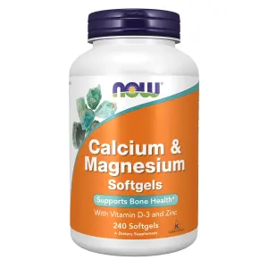 Cálcio e Magnésio com Vitamina D-3 e Zinco, 240 Cápsulas Softgel, Now Foods