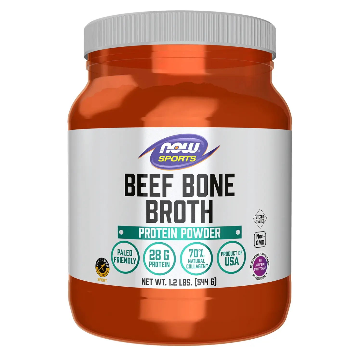 Caldo de Osso Bovino, Proteína em Pó, 544 g (1,2 lb), Sports, Now Foods