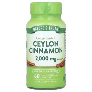 Canela do Ceilão Concentrada, 2.000 mg, 60 Cápsulas de Liberação Rápida, Nature's Truth