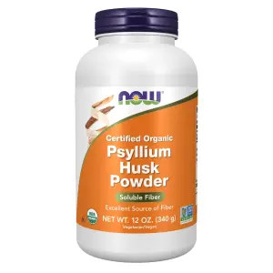 Casca de Psyllium Orgânico Certificado em Pó, 340 g (12 oz), Now Foods