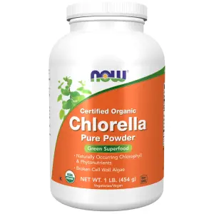 Chlorella Orgânica Certificada, Pó Puro, 454 g (1 lb), Now Foods
