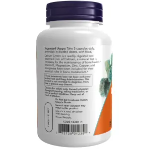 Cápsulas de Citrato de Cálcio, 120 Cápsulas Vegetais, Now Foods