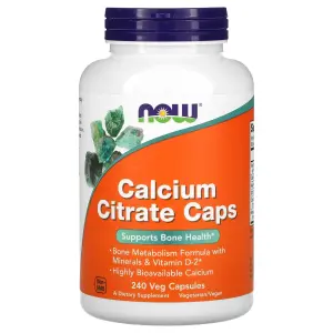 Cápsulas de Citrato de Cálcio, 240 Cápsulas Vegetais, Now Foods