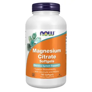 Citrato de Magnésio, 180 Cápsulas Softgel (133 mg por Cápsula Softgel), Now Foods