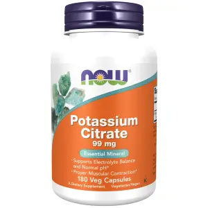 Citrato de Potássio, 99 mg, 180 Cápsulas Vegetais, Now Foods