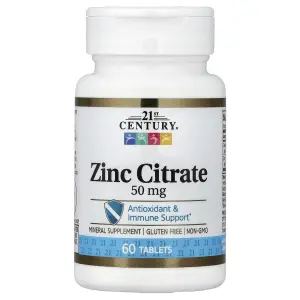 Citrato de Zinco, 50 mg, 60 Comprimidos, 21st Century