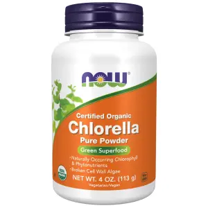 Clorela Orgânica Pura Certificada em Pó, 113 g (4 oz), Now Foods