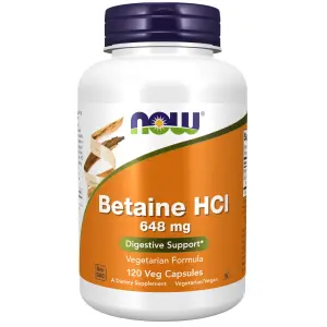 Cloridrato de Betaína, 120 Cápsulas Vegetais, Now Foods