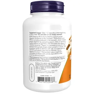 Cloridrato de Betaína, 120 Cápsulas Vegetais, Now Foods