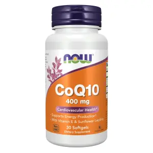CoQ10 com Vitamina E e Lecitina de Girassol, 400 mg, 30 Cápsulas Softgel, Now Foods