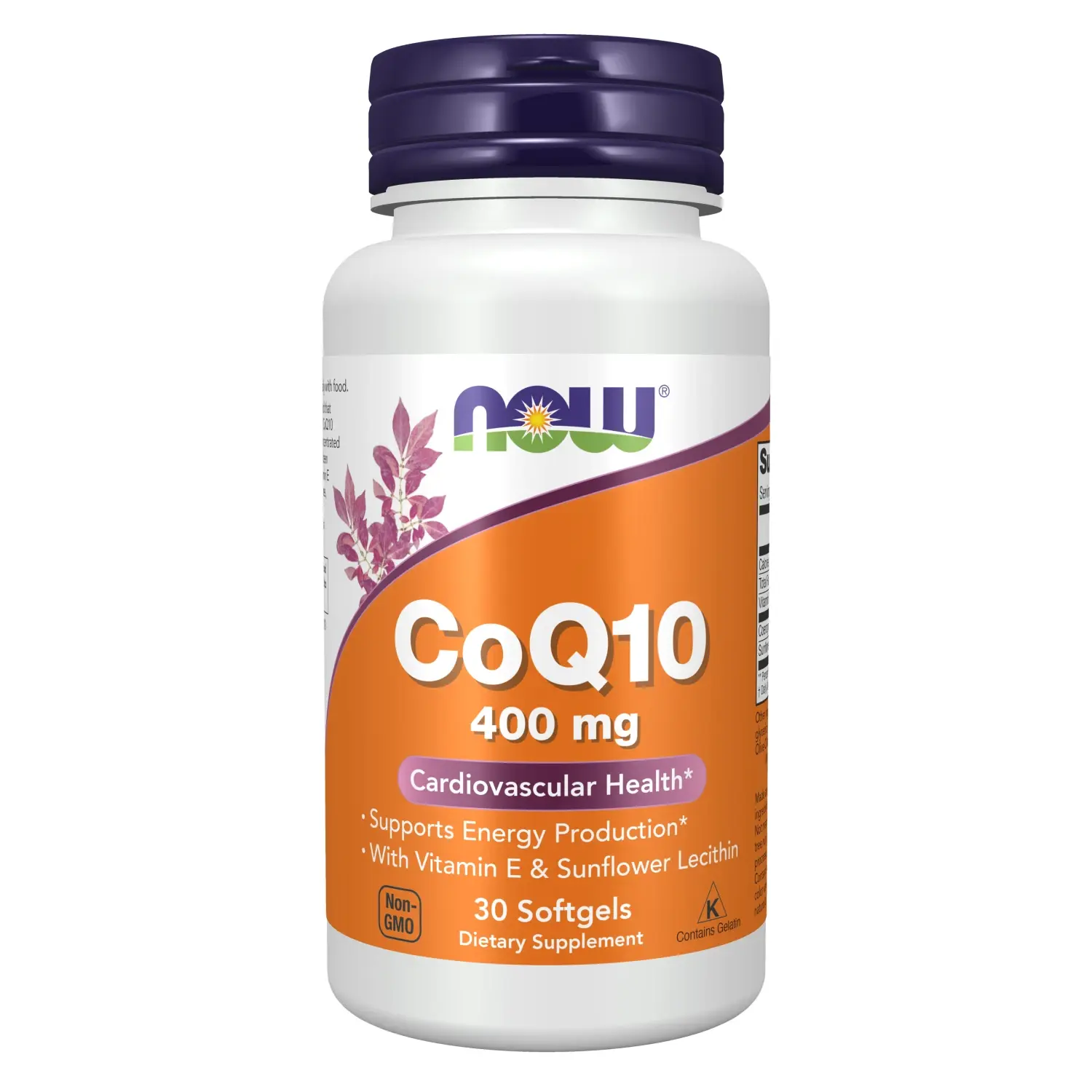 CoQ10 com Vitamina E e Lecitina de Girassol, 400 mg, 30 Cápsulas Softgel, Now Foods