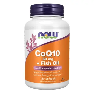 CoQ10 com Ômega-3 de Óleo de Peixe, 60 mg, 120 Cápsulas Softgel, Now Foods