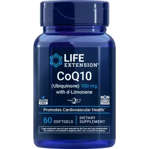 CoQ10 (Ubiquinona) com d-Limoneno, 100 mg, 60 Cápsulas Softgel, Life Extension