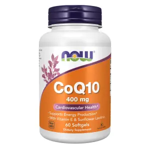 CoQ10 com Vitamina E e Lecitina de Girassol, 400 mg, 60 Cápsulas Softgel, Now Foods