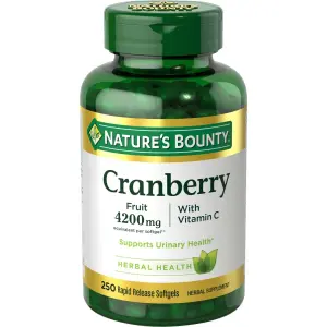 Cranberry com Vitamina C, 4.200 mg, 250 Cápsulas Softgel de Liberação Rápida, Nature's Bounty