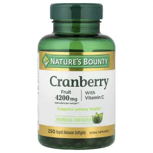 Cranberry com Vitamina C, 4.200 mg, 250 Cápsulas Softgel de Liberação Rápida, Nature's Bounty