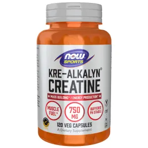 Creatina Kre-Alkalyn®, 750 mg, 120 Cápsulas Vegetais, Sports, Now Foods