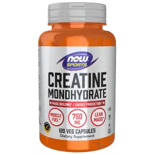 Creatina Mono-hidratada, 120 Cápsulas Vegetais (750 mg por Cápsula), Sports, Now Foods