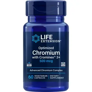 Cromo Otimizado com Crominex® 3+, 500 mcg, 60 Cápsulas Vegetarianas, Life Extension