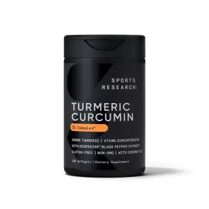 Curcumina de Cúrcuma com Óleo de Coco e Bioperine, 120 Cápsulas Softgel, Sports Research