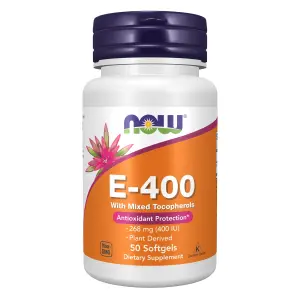 E-400, 268 mg (400 UI), 50 Cápsulas Softgel, Now Foods