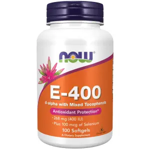 E-400 D-Alpha com Tocoferóis Mistos, 100 Cápsulas Softgel, Now Foods