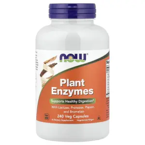Enzimas Vegetais com Lactase, Protease, Papaína e Bromelina, 240 Cápsulas Vegetais, Now Foods