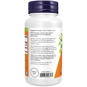 Espirulina Orgânica Certificada, 500 mg, 100 Comprimidos, Now Foods