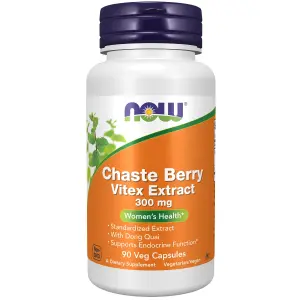 Extrato de Chaste Berry Vitex, 300 mg, 90 Cápsulas Vegetais, Now Foods