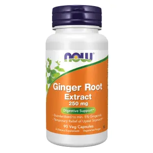 Extrato da Raiz de Gengibre, 250 mg, 90 Cápsulas Vegetais, Now Foods