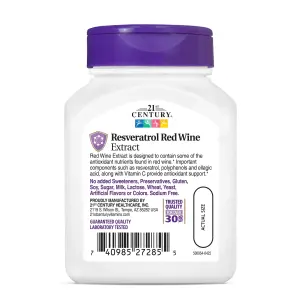Extrato de Vinho Tinto com Resveratrol, 90 Cápsulas, 21st Century