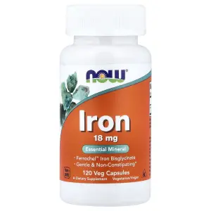 Ferro, 18 mg, 120 Cápsulas Vegetais, Now Foods