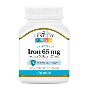 Ferro, 65 mg, 120 Comprimidos, 21st Century