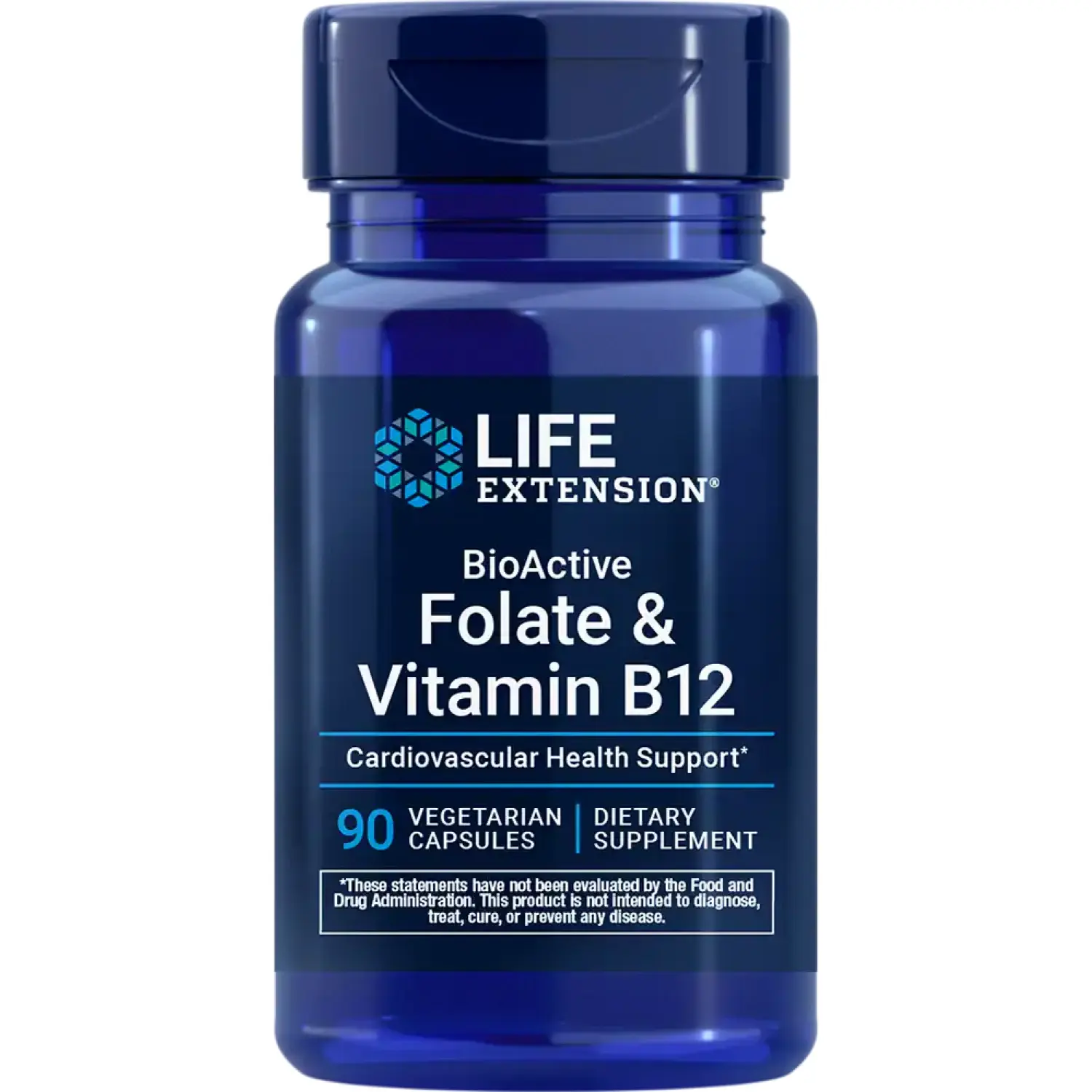 Folato e Vitamina B12 BioAtivos, 90 Cápsulas Vegetarianas, Life Extension