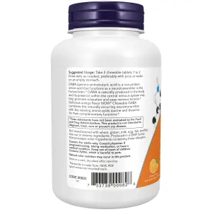 GABA com Taurina, Inositol e Teanina, 250 mg, 90 Comprimidos Mastigáveis sabor Laranja, Now Foods