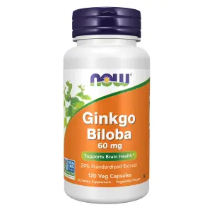 Ginkgo Biloba, 60 mg, 120 Cápsulas Vegetais, Now Foods