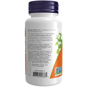 Ginkgo Biloba, 60 mg, 120 Cápsulas Vegetais, Now Foods