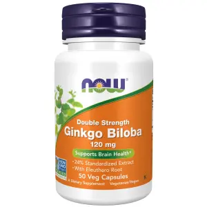 Ginkgo biloba com Raiz de Eleutero, 120 mg, 50 Cápsulas Vegetais, Now Foods