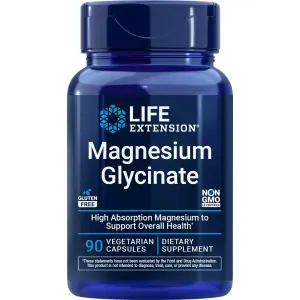 Glicinato de Magnésio, 105 mg, 90 Cápsulas Vegetarianas, Life Extension